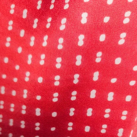 L Liz Claiborne White Spotted Red Blouse - Picture 4 of 4